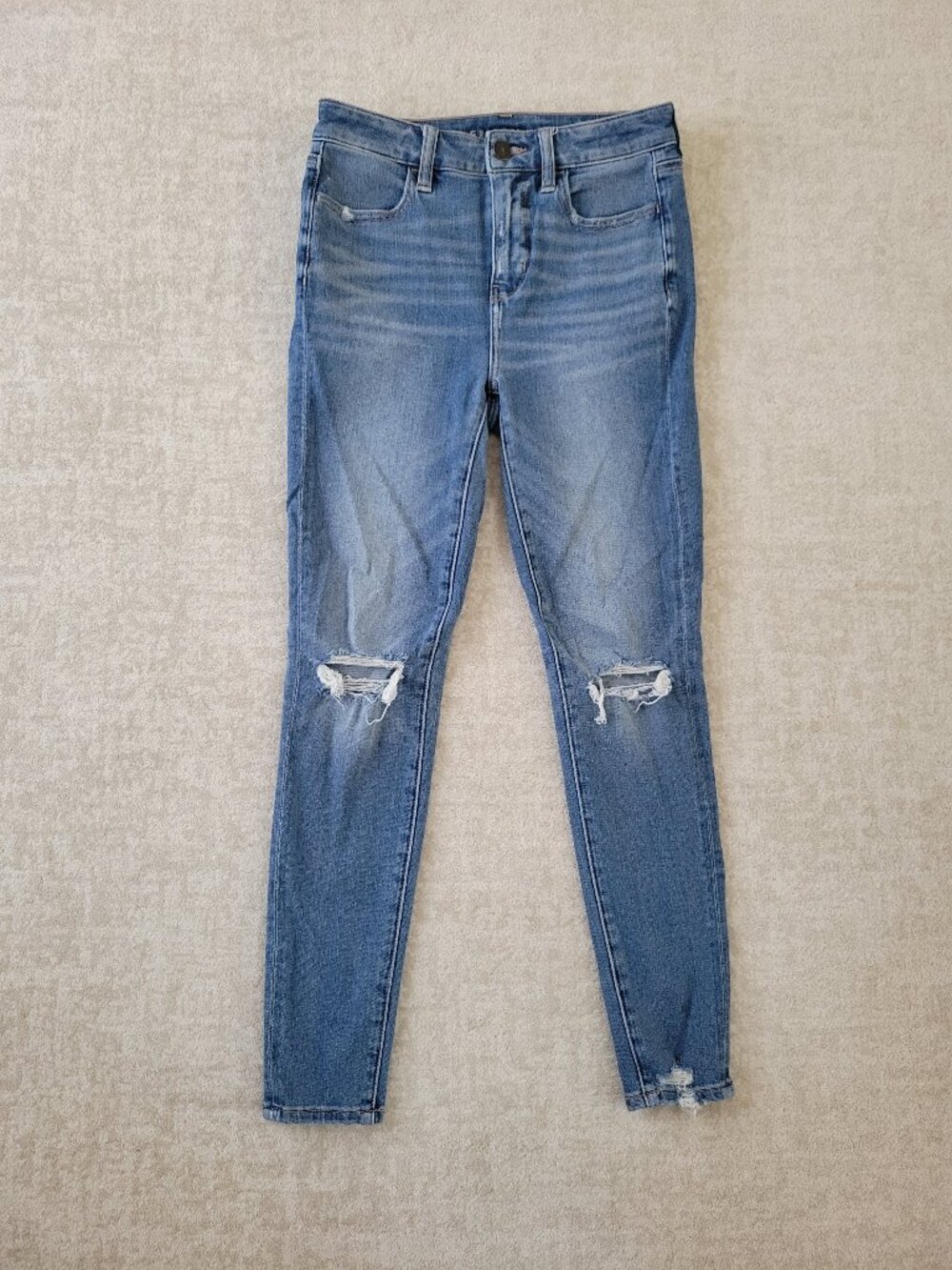 American Eagle The Dream Jean 2 Short Hi Rise Jegging Distressed Denim Fall Chic